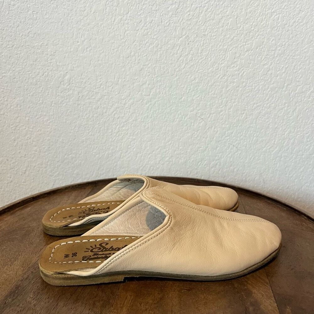 Sabah Cream Leather Flats